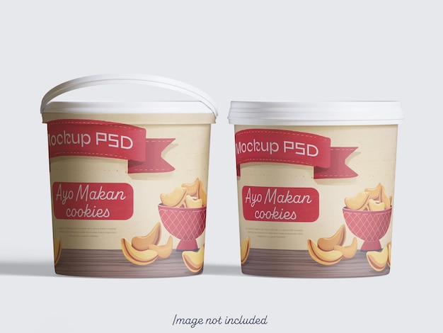 PSD biscuits or ice cream container packaging mockup editable psd file