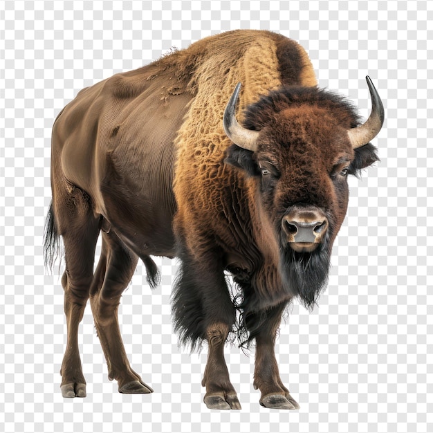 Bison front view full body isolate on transparency background PSD