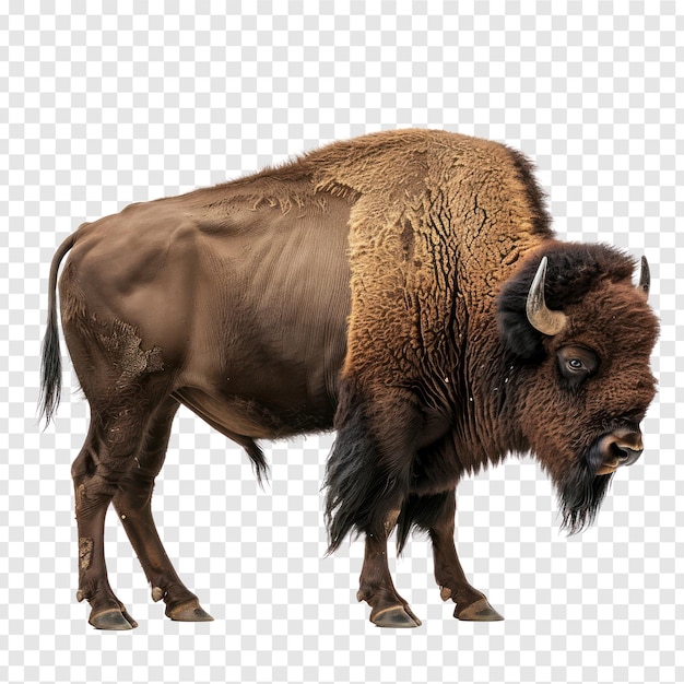 Bison side view full body isolate on transparency background PSD