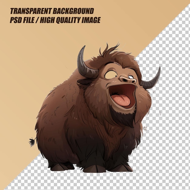 Bison Ten Yell on Transparent Background PNG