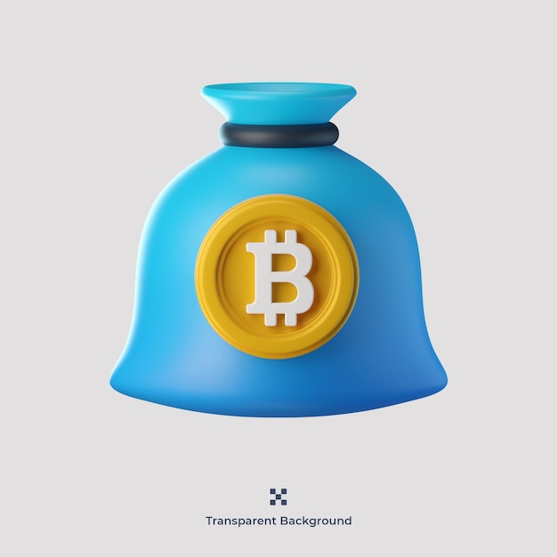 Bitcoin bag 3d icon illustration