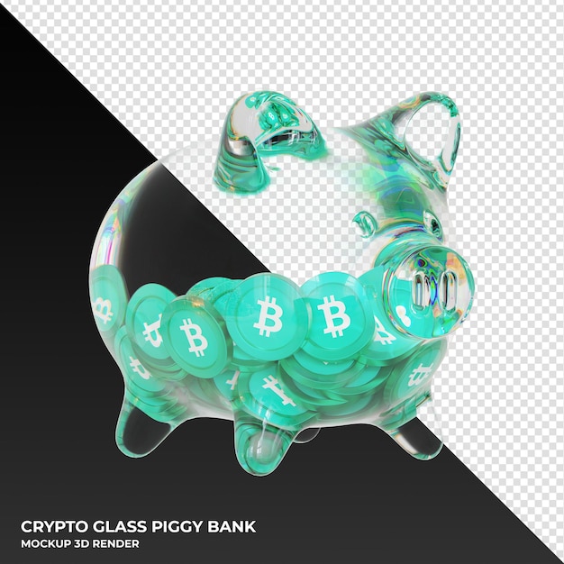 Bitcoin Cash BCH Glass piggy bank with crypto coins 3d illustration