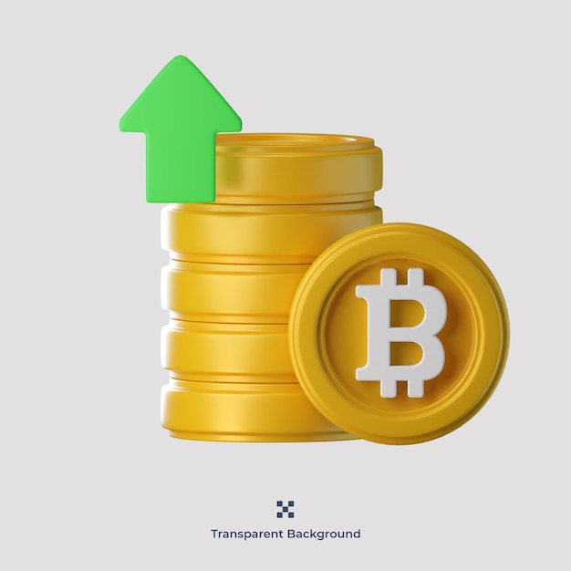 Bitcoin growth 3d icon illustration