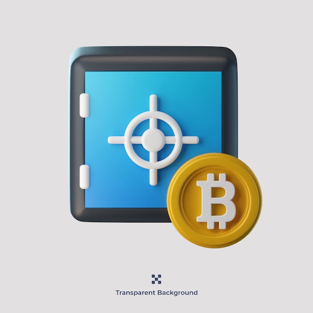 Bitcoin locker 3d icon illustration