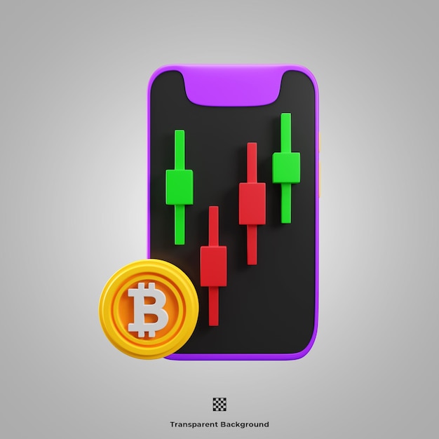 bitcoin mobile trading 3D icon illustration