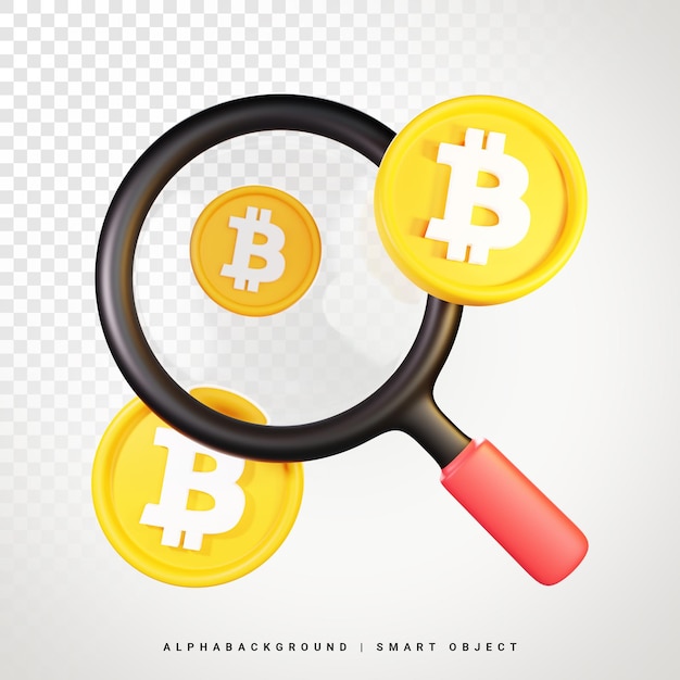 Bitcoin Search 3d Icon Illustration