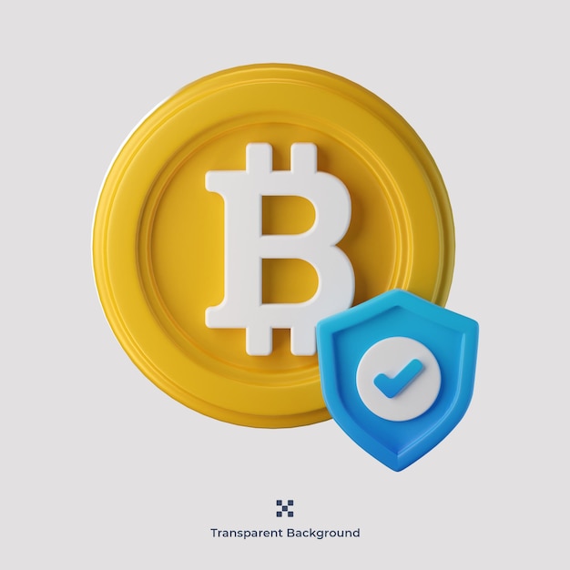 Bitcoin security 3d icon illustration