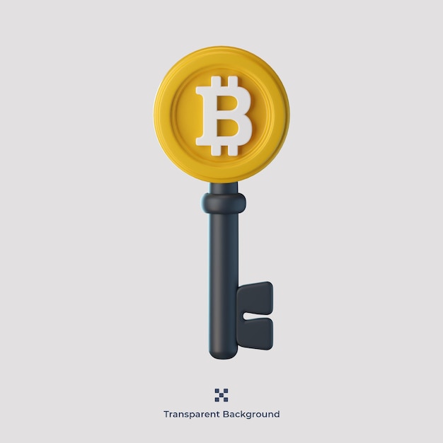 Bitcoin security key 3d icon illustration