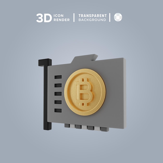 bitcoin sim 3D illustration rendering 3D icon colored isolated