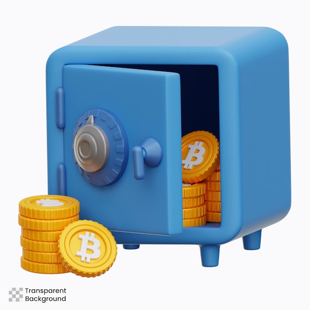 PSD bitcoin stacking 3d illustration