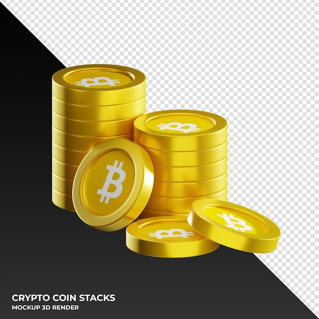 Bitcoin SV BSV coin stacks cryptocurrency 3D render illustration