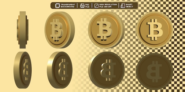 bitcon bth coin 3d icon logo set of cryptocurrency