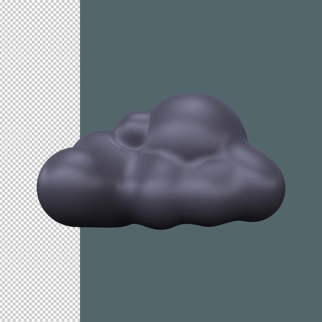 Black 3d cloud in cartoon style