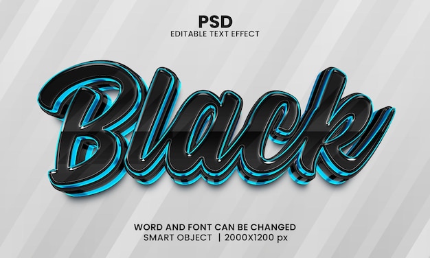 Black 3d editable photoshop text effect style with background