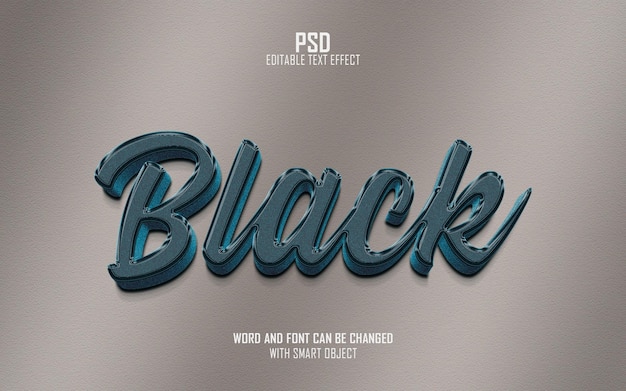 Black 3d editable psd text effect with background