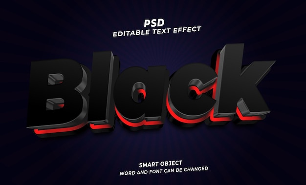 Black 3d Editable PSD Text Effect With Cute Background