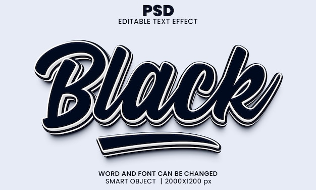 Black 3d editable text effect Premium Psd with background