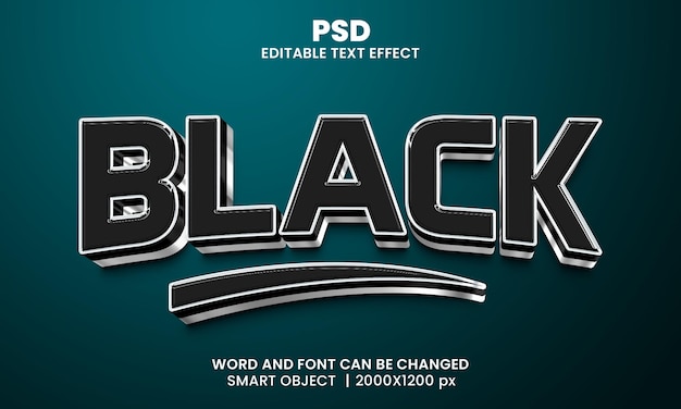 Black 3d editable text effect Premium Psd with background