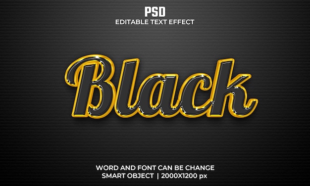 Black 3d editable text effect Premium Psd with background