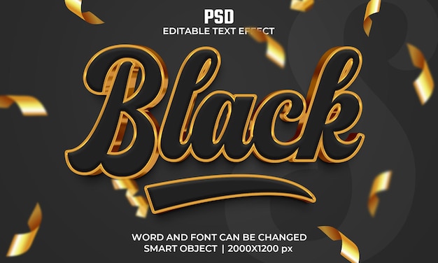 Black 3d editable text effect Premium Psd with background