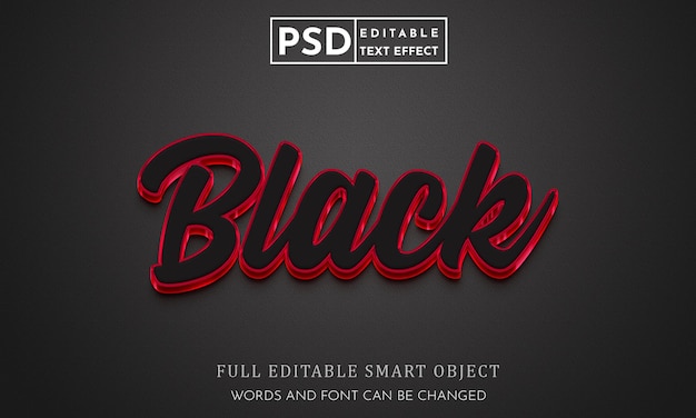 Black 3d editable text effect premium psd