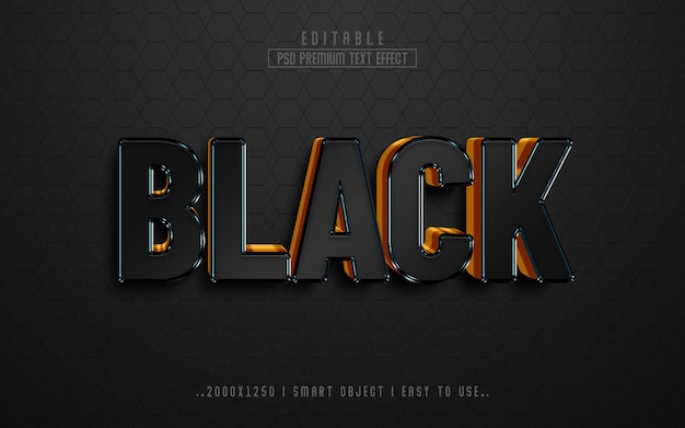 Black 3d Editable Text Effect PSD With  Premium Background