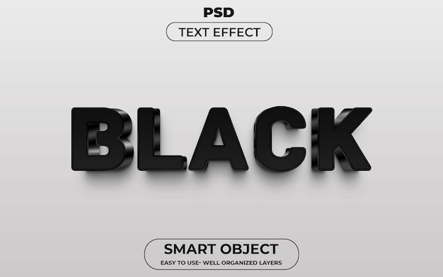 Black 3d editable text effect style template