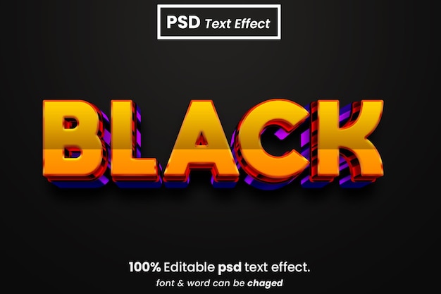 PSD black 3d editable text effect