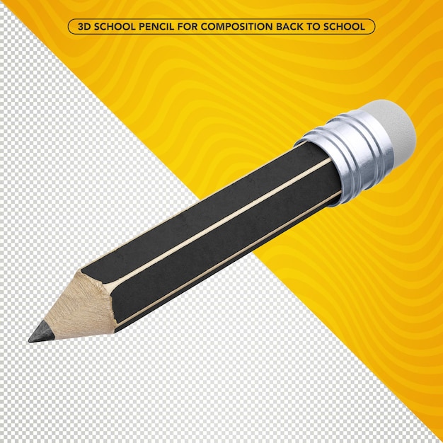 Black 3d pencil flying for composition back to school