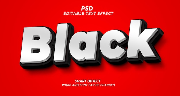 Black 3d psd editable text effect photoshop template with cute background