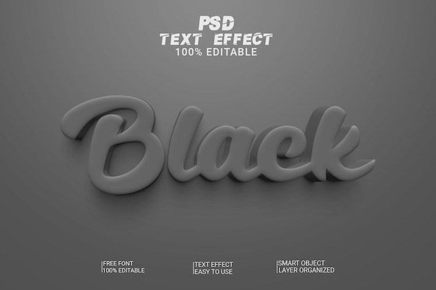 Black 3d psd text effect style editable