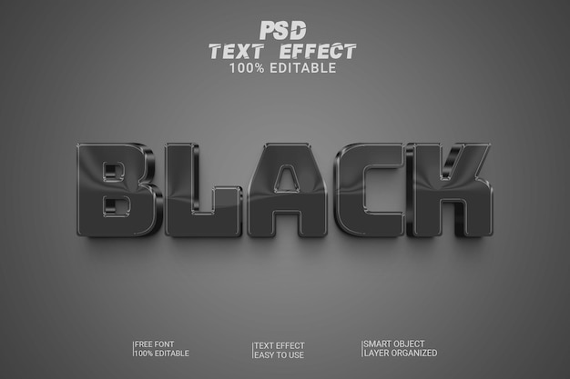 Black 3d psd text effect