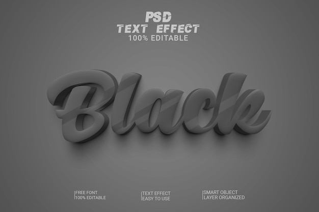 Black 3d psd text effect