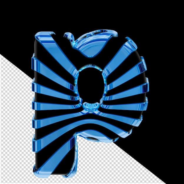 PSD black 3d symbol with blue ice straps letter p