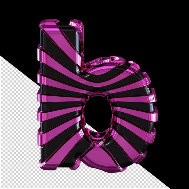 Black 3d symbol with purple straps letter b