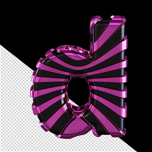 PSD black 3d symbol with purple straps letter d