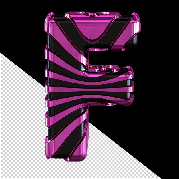 Black 3d symbol with purple straps letter f