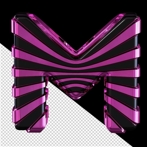 Black 3d symbol with purple straps letter m