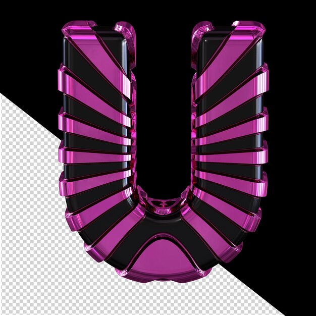 Black 3d symbol with purple straps letter u