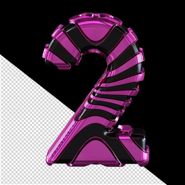 Black 3d symbol with purple straps number 2