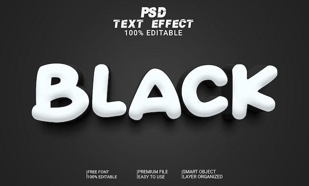 Black 3D Text Effect PSD File