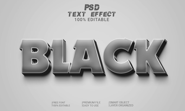 Black 3D Text Effect PSD File