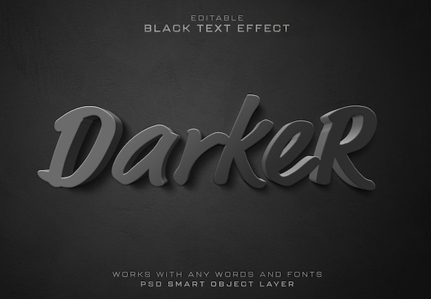 Black 3d text effect with shadow Mockup