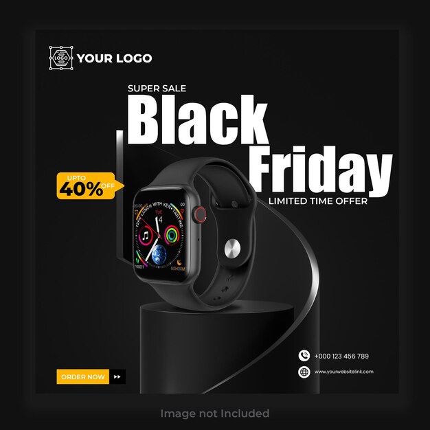 PSD a black apple watch advertises a black friday sale.