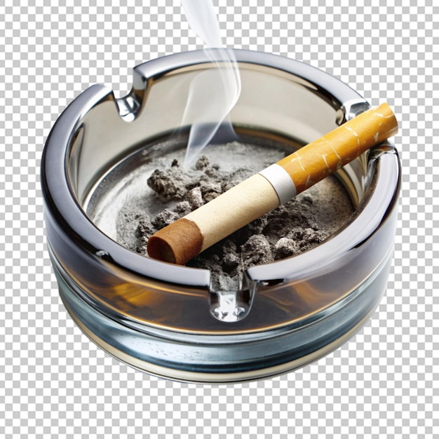 PSD black ashtray with cigarettes in it