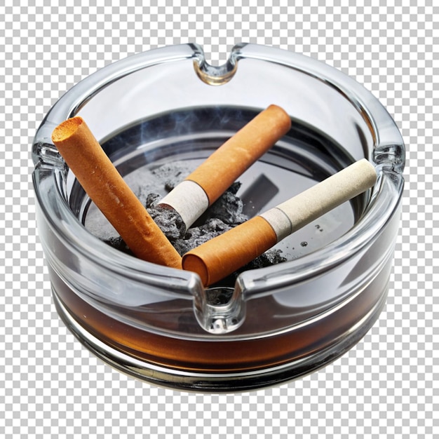 PSD black ashtray with cigarettes in it