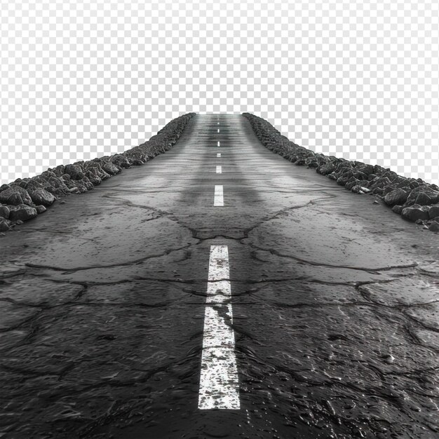 PSD black asphalt road isolated on transparent background generative ai