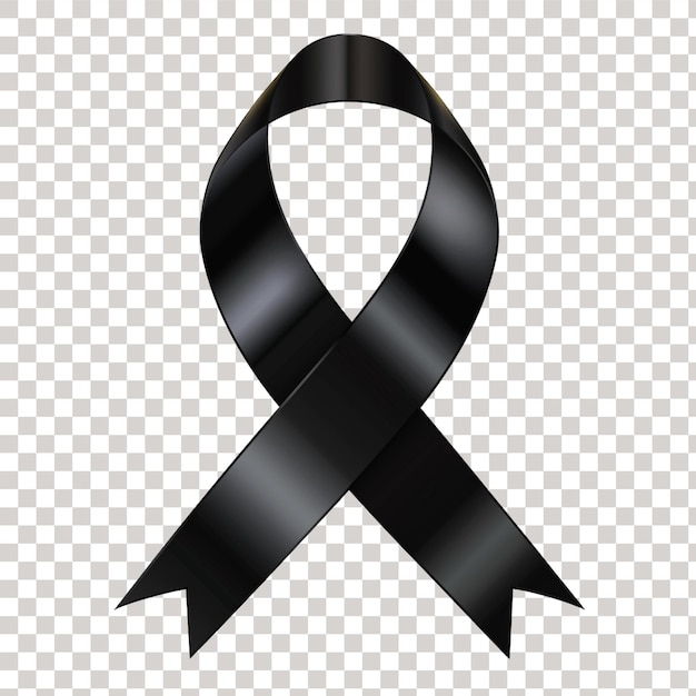 PSD black awareness ribbon isolated on transparent background