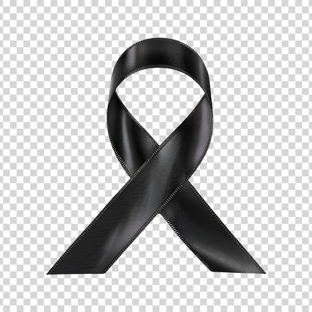 PSD black awareness ribbon isolated on transparent background