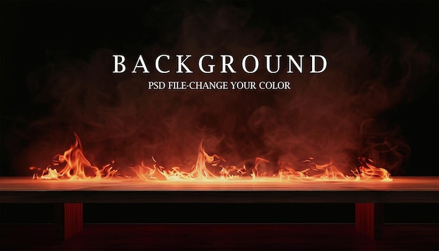 PSD a black background with a fire in the middle of it